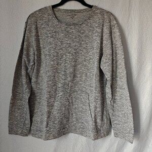 LACOSTE Long-sleeve Sleepwear Sweatshirt Marled Gray Kangaroo Pocket Size Large
